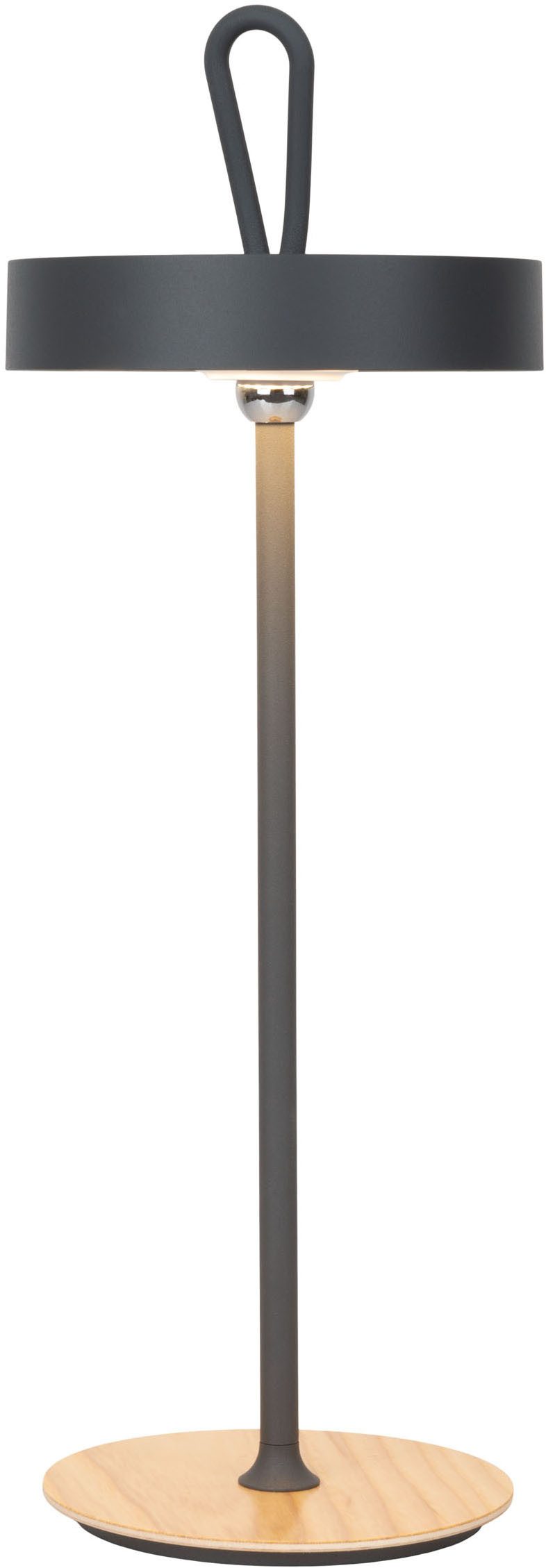OTTO home LED Tischleuchte Ellvra mit Holzfuß, abnehmbares Kopfteil als Hängeleuchte verwendbar, Dimmfunktion, LED fest integriert, Warmweiß, aufladbar, inkl Ak – Bild 5 von 5