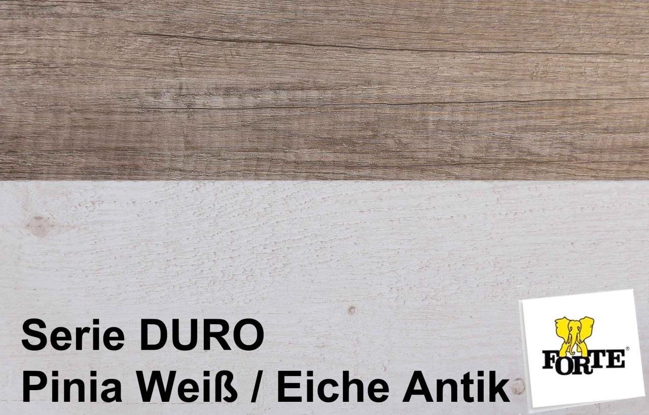 aus DURO Wohnwand antik, Möbel Optik und Wandregale) Eiche TV (Komplett-Set, weiß Bücherregal Board, 5-St., Forte antik bestehend Highboard, 2 und