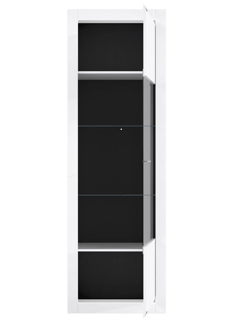 expendio (Spar-Set, mit 4-St), 20, Hochglanz Livorno Wohnwand weiß LED-Lichtleisten