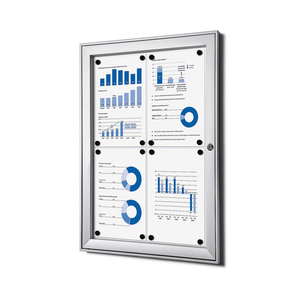 Hängevitrine für Innen und Außen SCS - 4x DIN A4 - Aluminium - Silber