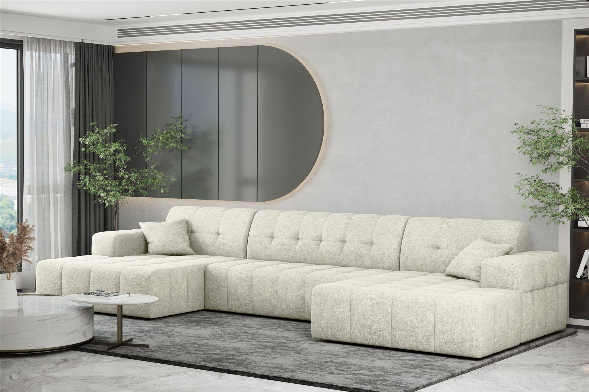 Fun Möbel Wohnlandschaft Wohnlandschaft Sofa U-Form NANCY in Stoff Harmony, Rundumbezug
