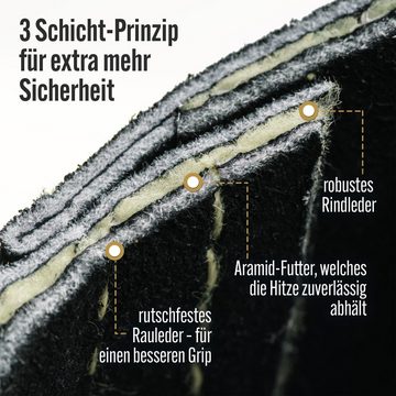 BLACK FOREST FOX Topfhandschuhe PAW Aramid Leder Griffhülle, (1 Stück, 1-tlg), Kontaktwärme bis 250 Grad Celsius