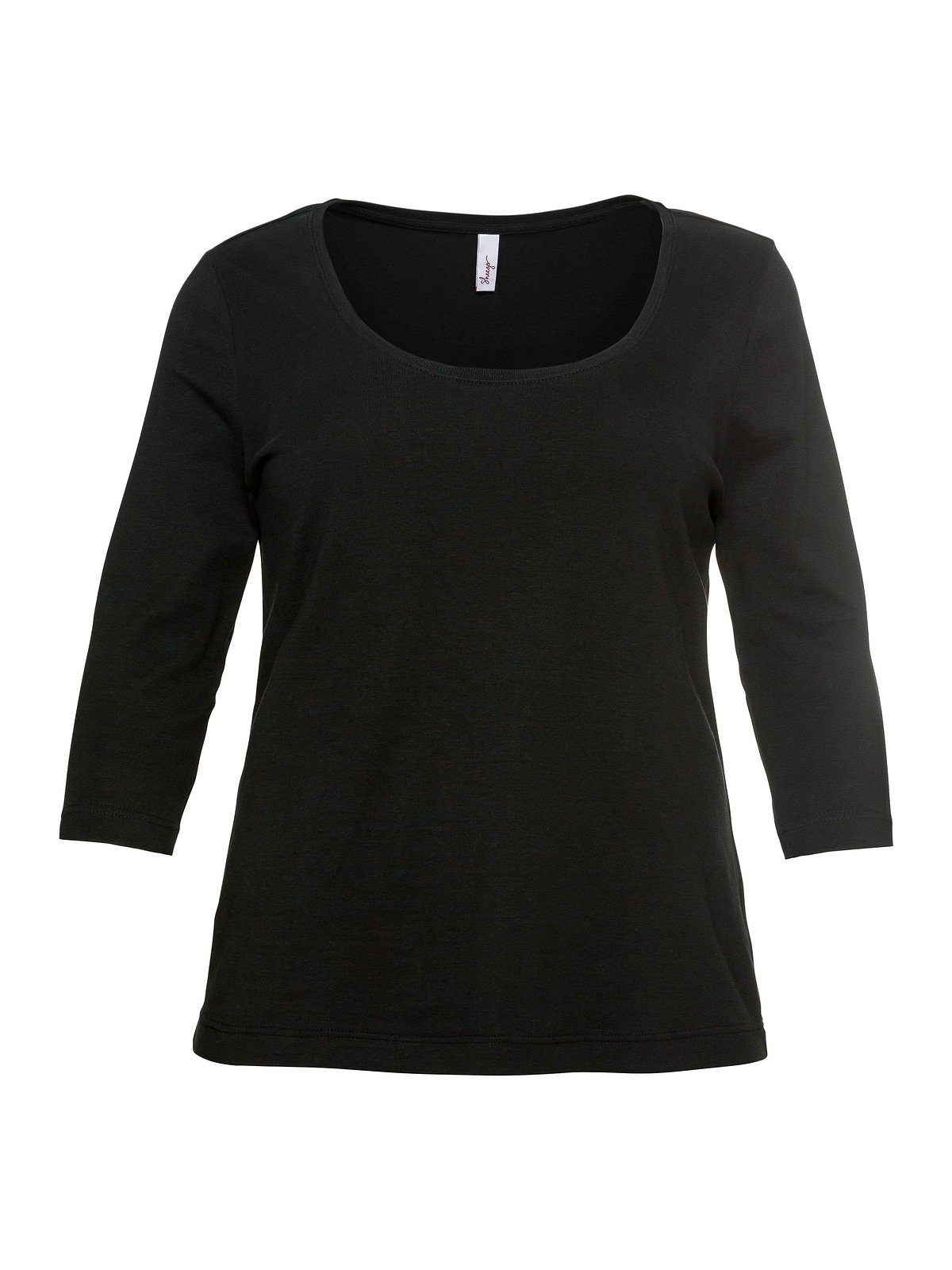 3/4-Arm-Shirt Sheego aus Größen Baumwolle schwarz Große reiner