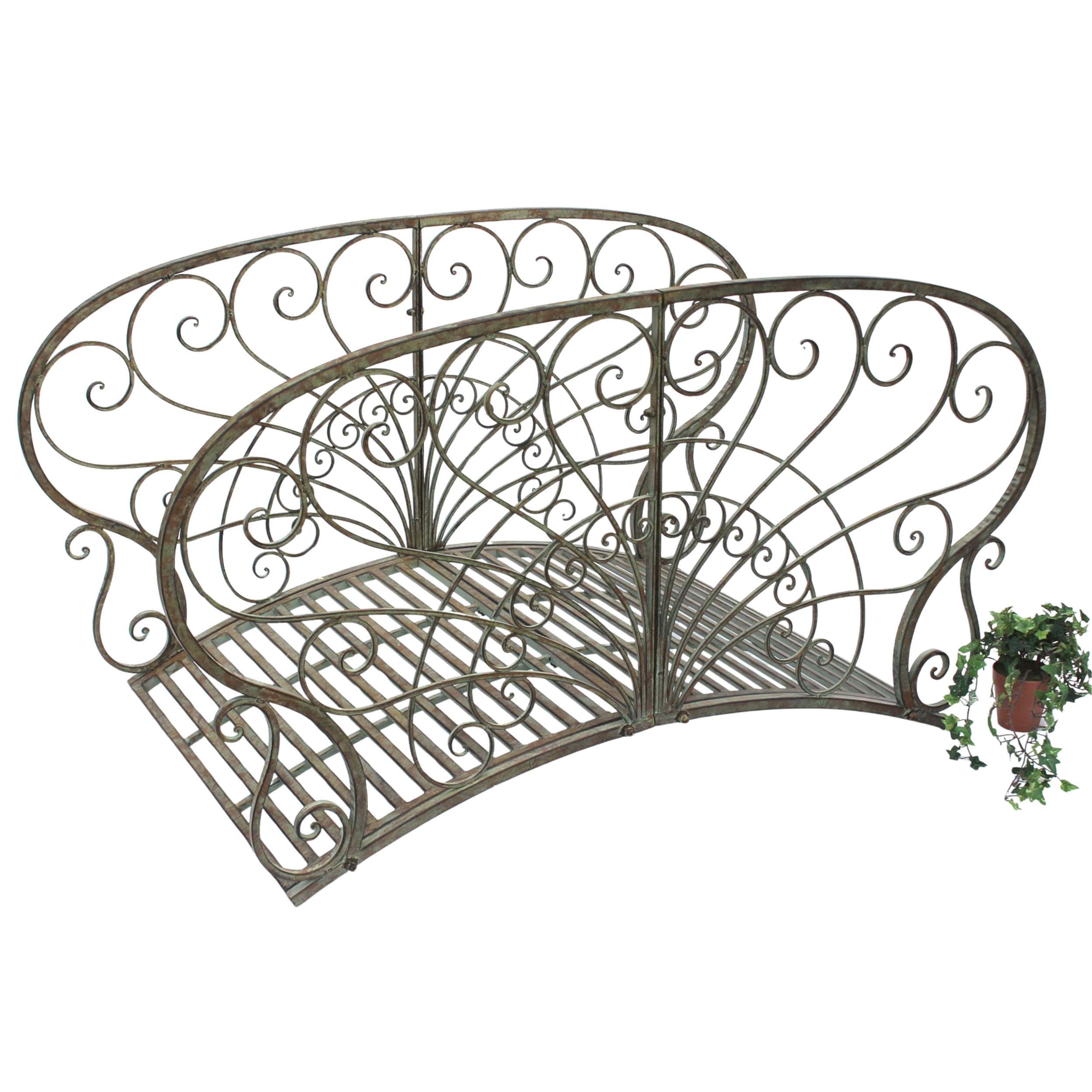 DanDiBo Zierbrücke Gartenbrücke Metall mit Geländer 150 cm Antik 150106 Brücke Garten