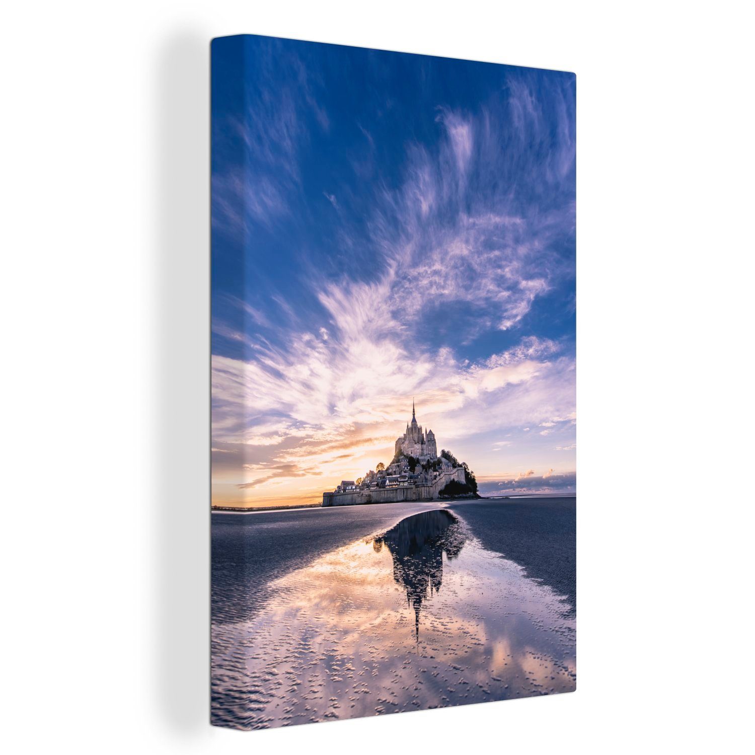 OneMillionCanvasses® Leinwandbild Mont St. Michel, (1 St), Leinwandbild fertig bespannt inkl. Zackenaufhänger, Gemälde, 20x30 cm