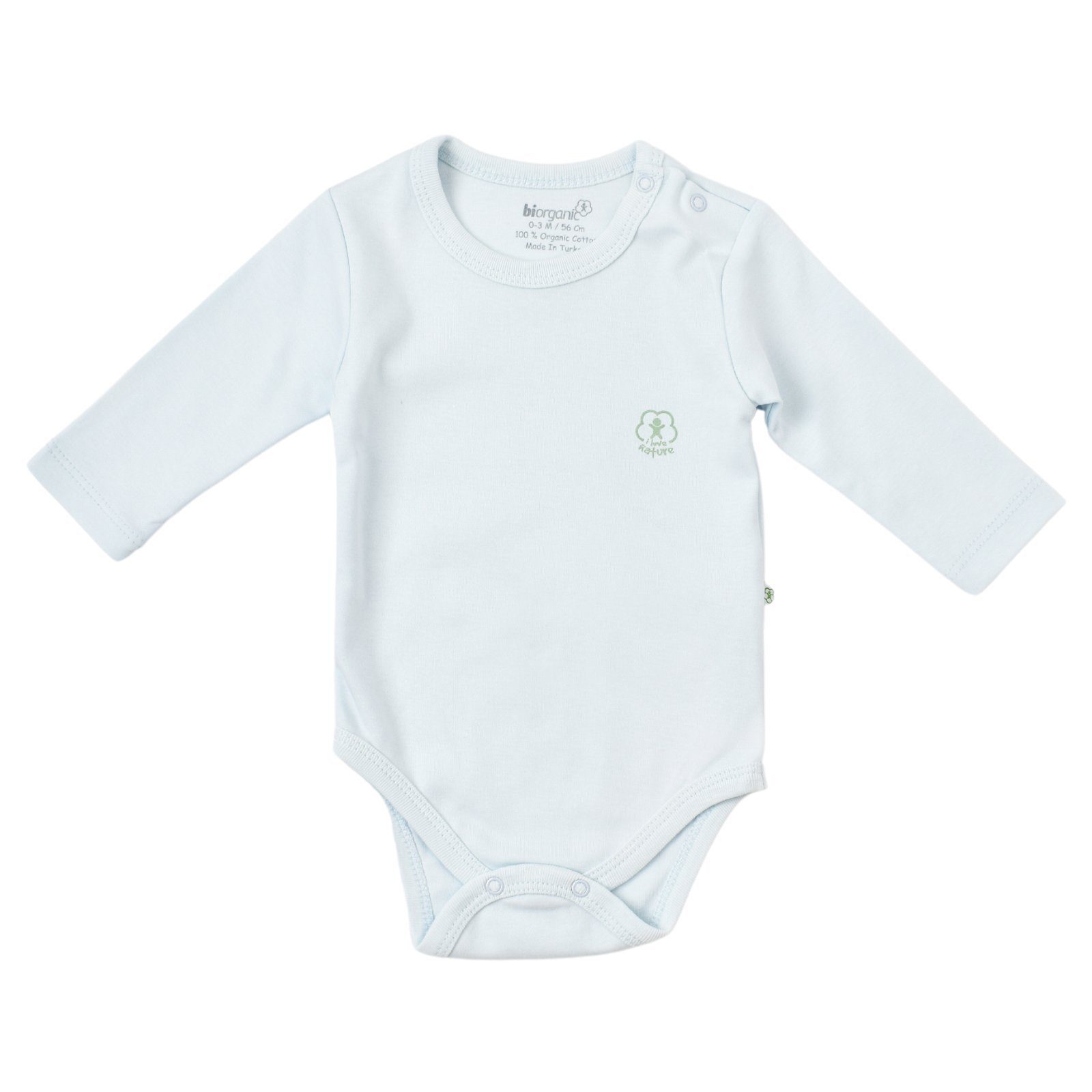 biorganic Langarmbody Basic Nature für Jungen und Mädchen, Unisex, Baby Body (1-tlg) Langarm, 100% Bio-Baumwolle, GOTS-zert., mit praktischen Druckknöpfen