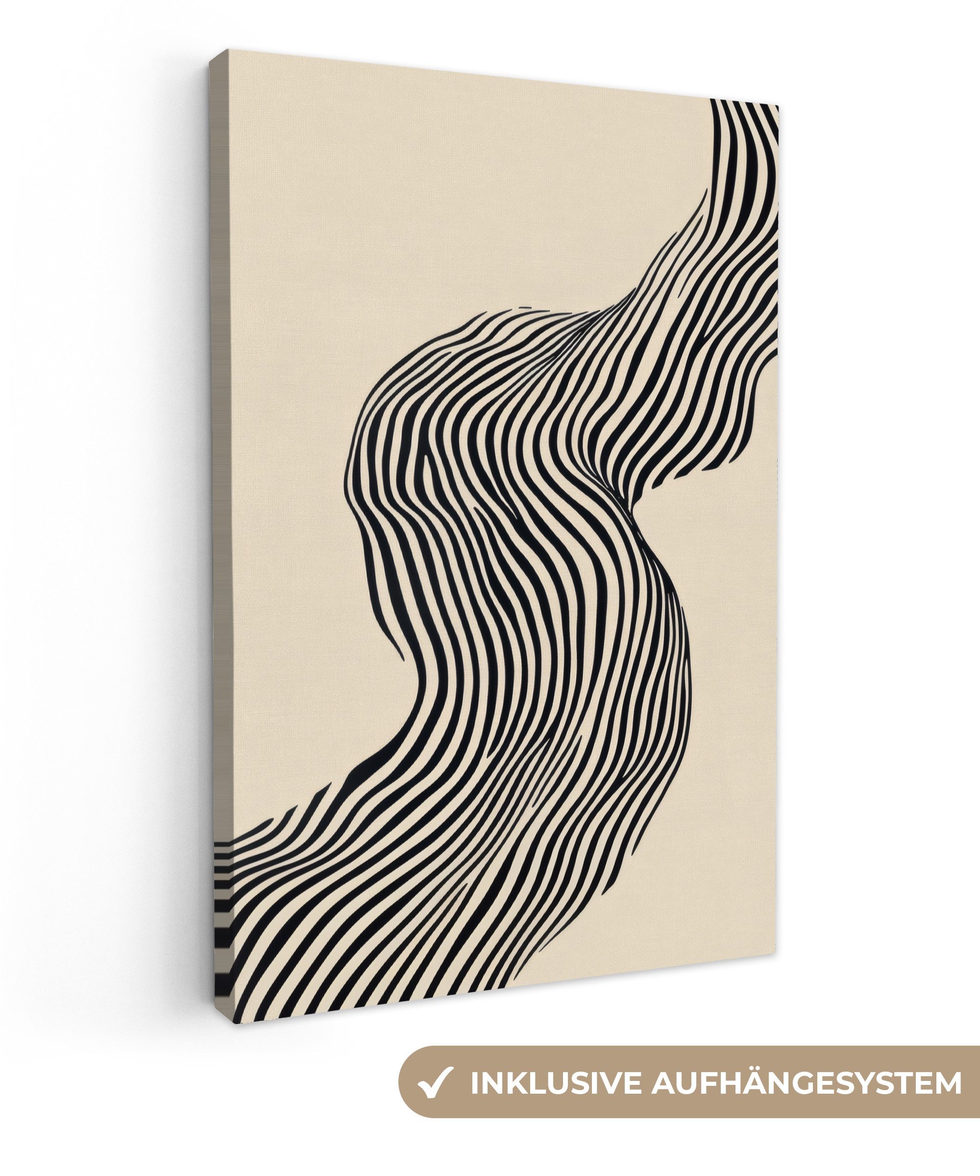 OneMillionCanvasses® Leinwandbild Gewellt - Linien - Abstrakt - Silhouette, günstig online kaufen
