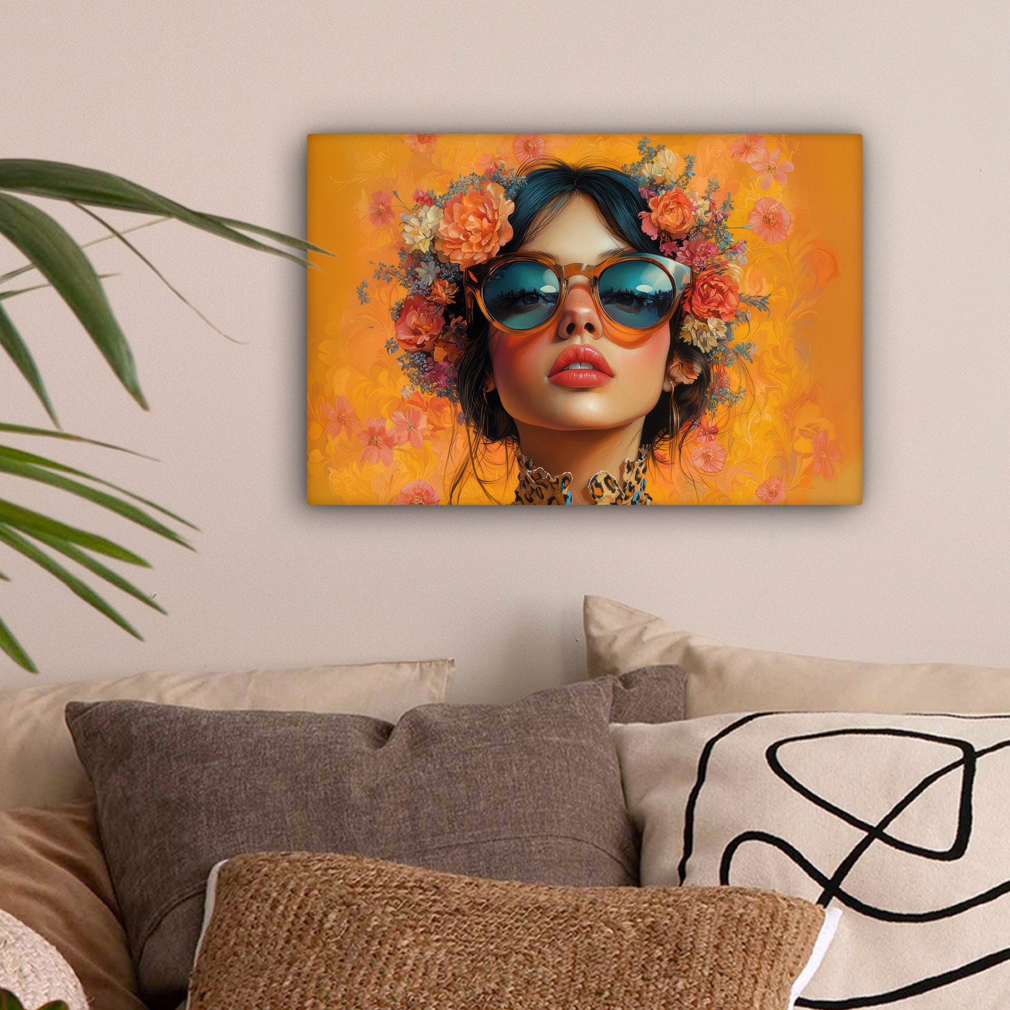 OneMillionCanvasses® Leinwandbild Frau - Blumen - günstig online kaufen