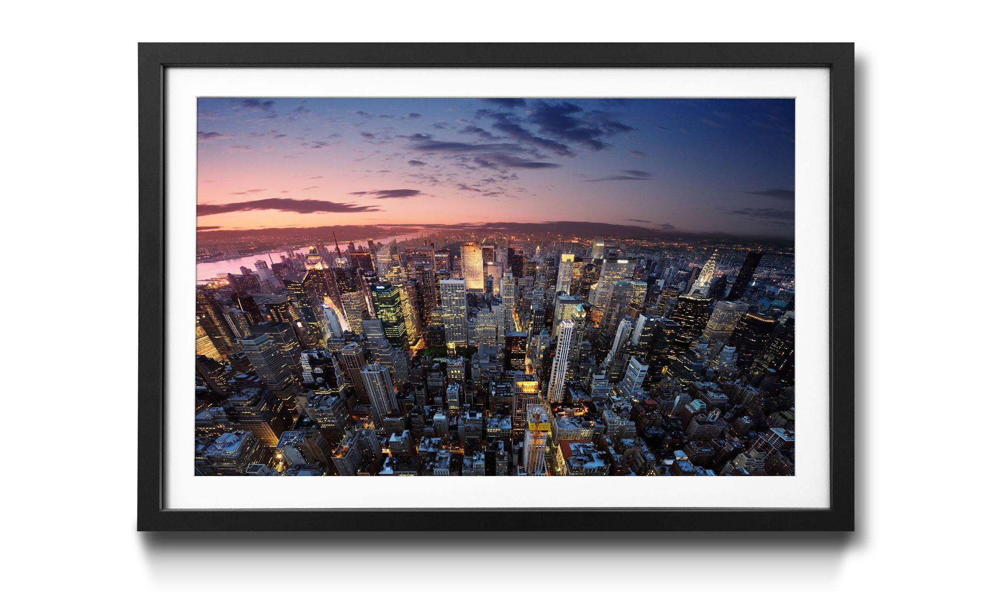 WandbilderXXL Bild mit Rahmen New 4 York in Sky, erhältlich York, Größen New Wandbild