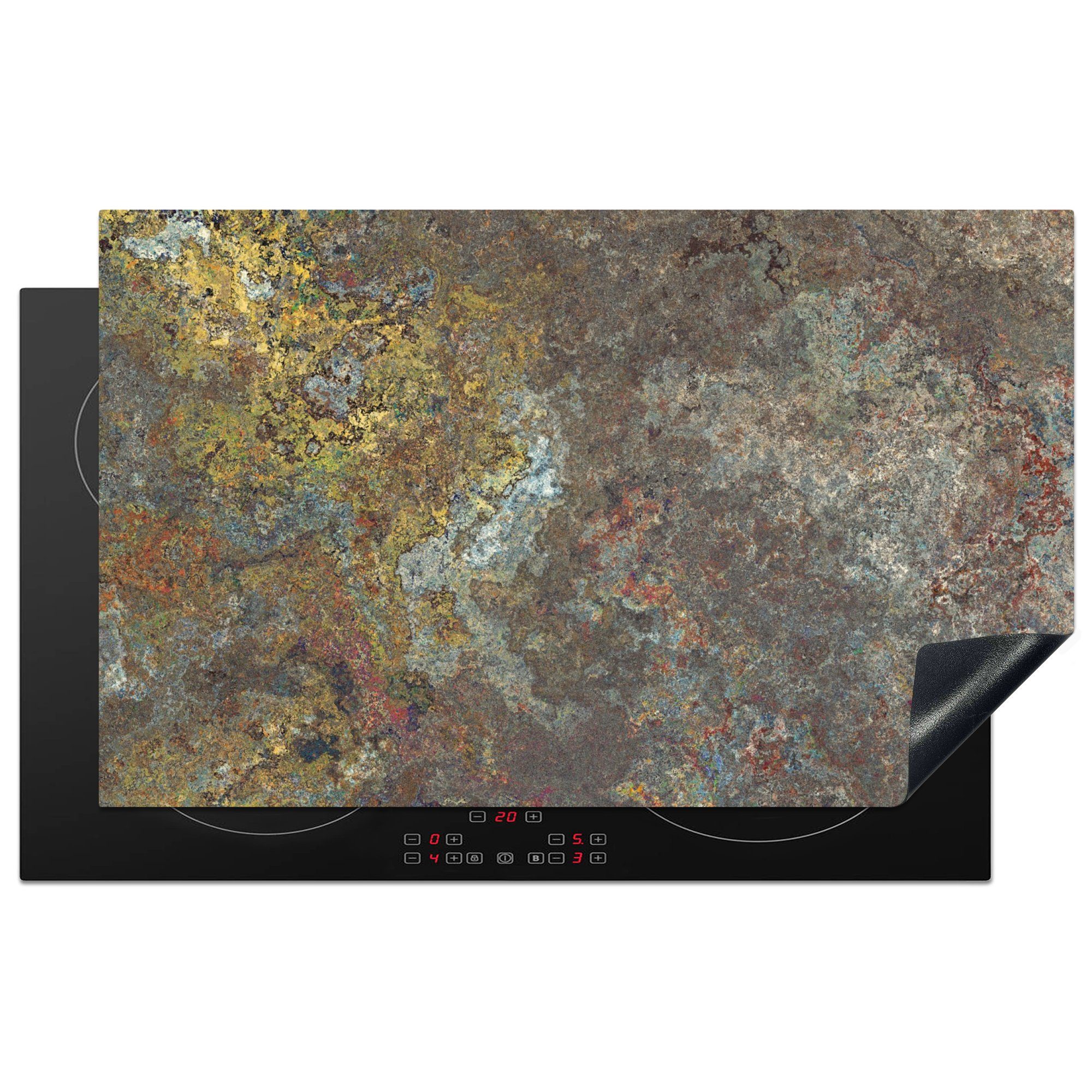 MuchoWow Herdblende-/Abdeckplatte Steine - Rost - Induktionsabdeckung - Alt - Induktionsschutz, Vinyl, (1 tlg), 83x51 cm, Ceranfeldabdeckung, Arbeitsplatte für küche