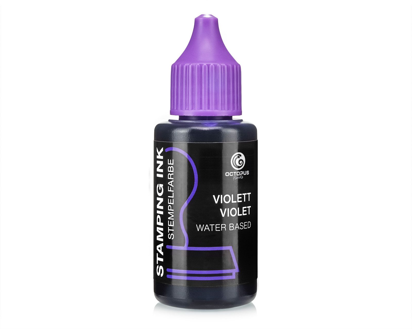 OCTOPUS Fluids Stempelfarbe für Stempelkissen, Selbstfärber ohne Öl, violett 30ml Stempelkissen