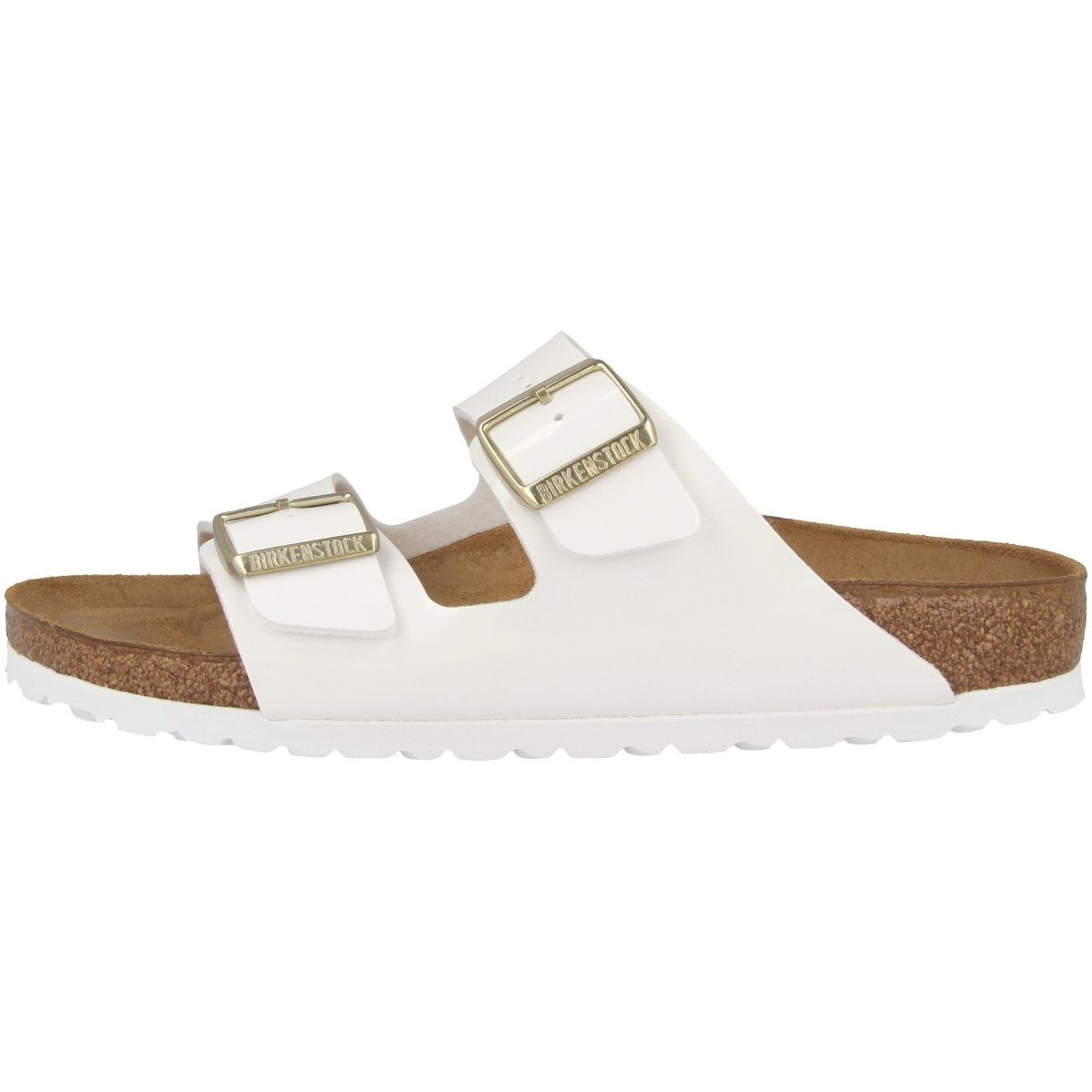 Birkenstock Arizona Birko-Flor Lack normal Unisex Erwachsene Sandale weiss | Pantoletten