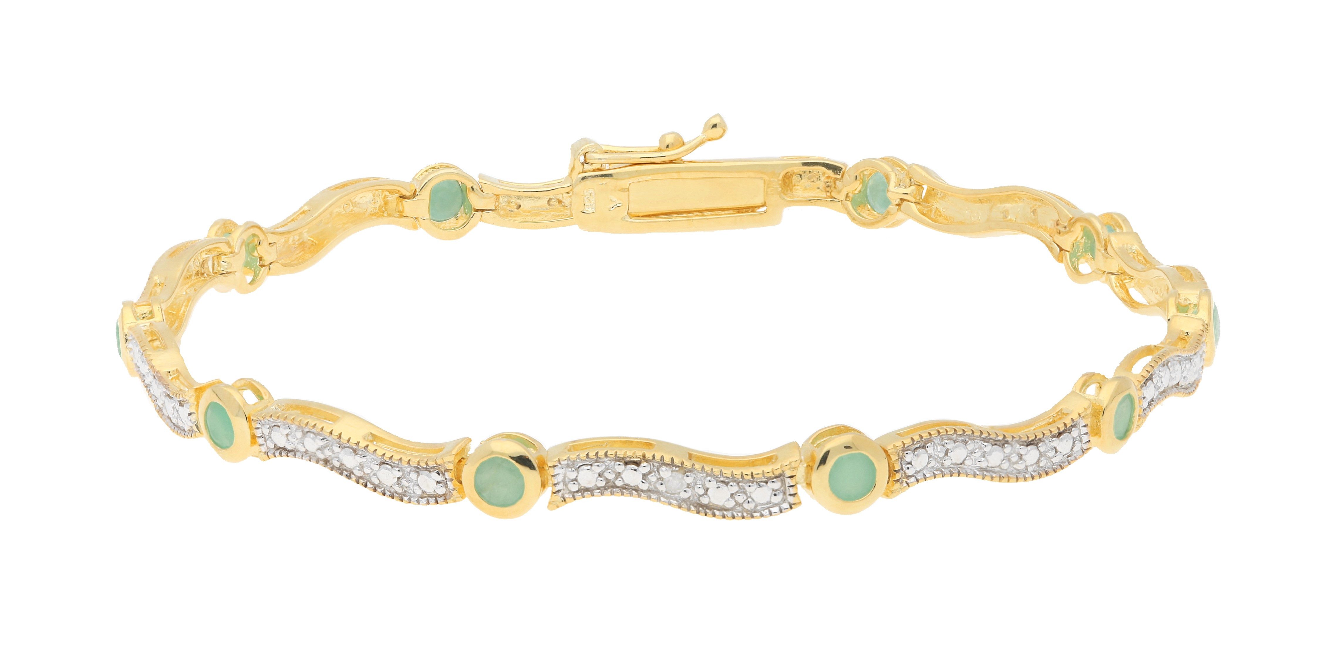Silberarmband emerald & diamond