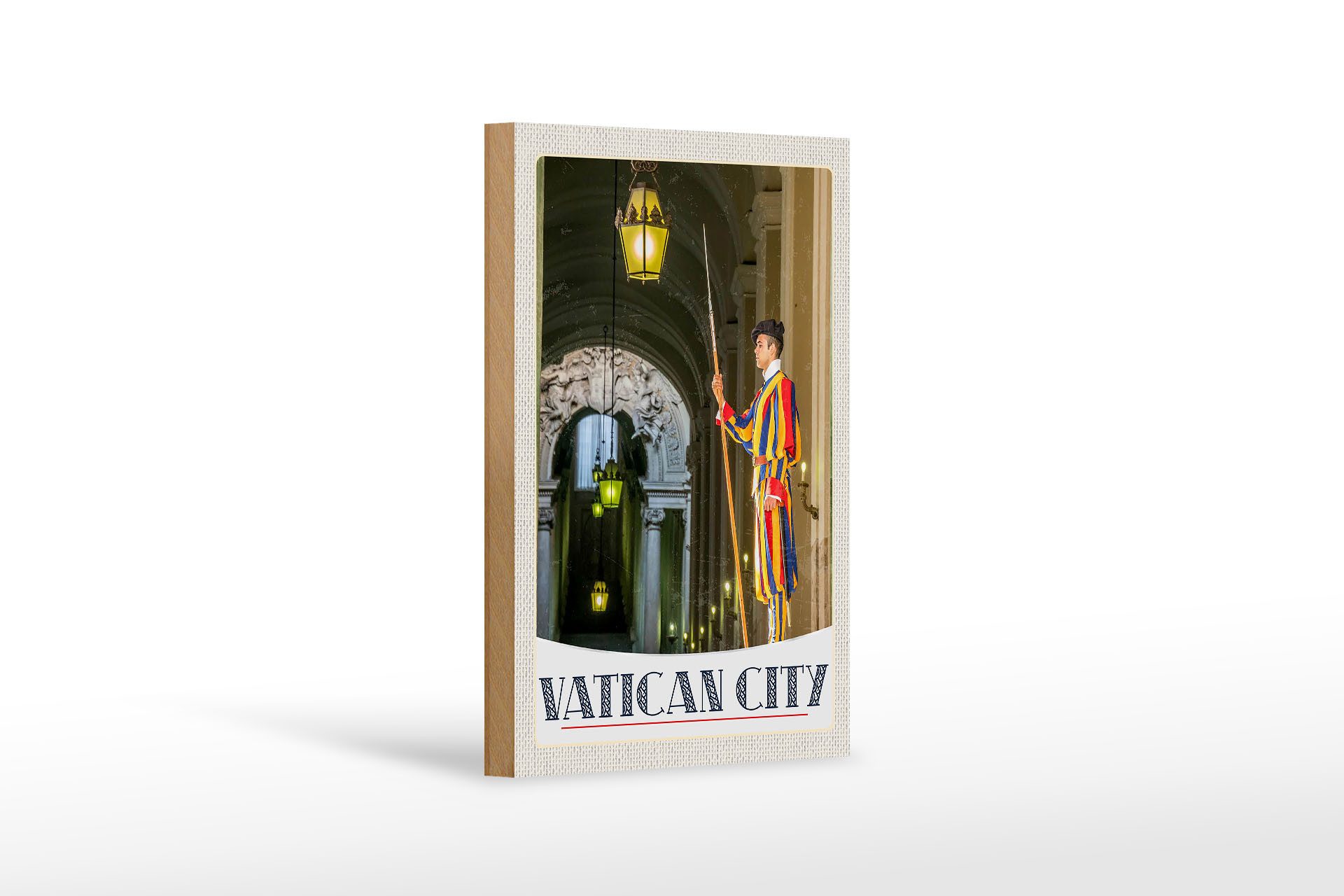 Femer GmbH Holzbild Reise 12x18 cm Vatikan City Kirche Wachmann, (1 St), Glatte Holzfaserplatte (MDF), vorn beschichtet