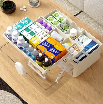 FIDDY Medizinschrank Medikamentenbox, Medikamenten-Aufbewahrungsbox für den Heimgebrauch (Wohnzimmer, Schlafzimmer, Büro, Arbeitszimmer, Reisen, 1-St)