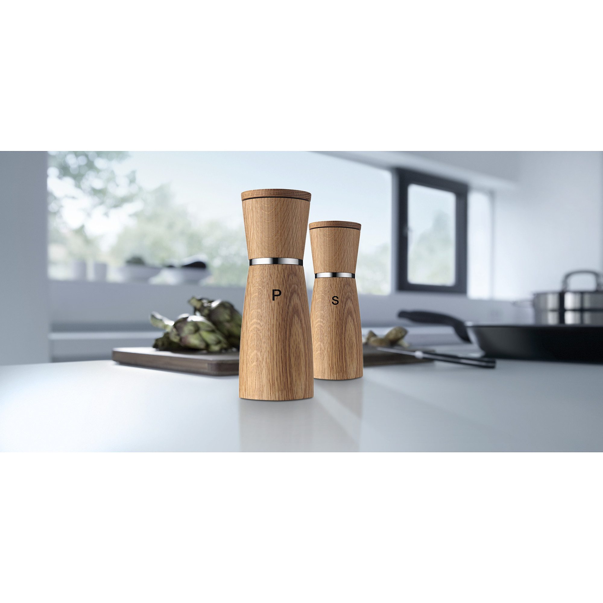 WMF Salz-/Pfeffermühle Nature Salz-/Pfeffermühlen-Set, 2-teilig, (2 Stück), Holz Keramikmahlwerk, Mühle für Salz, Pfeffer – Bild 5 von 5