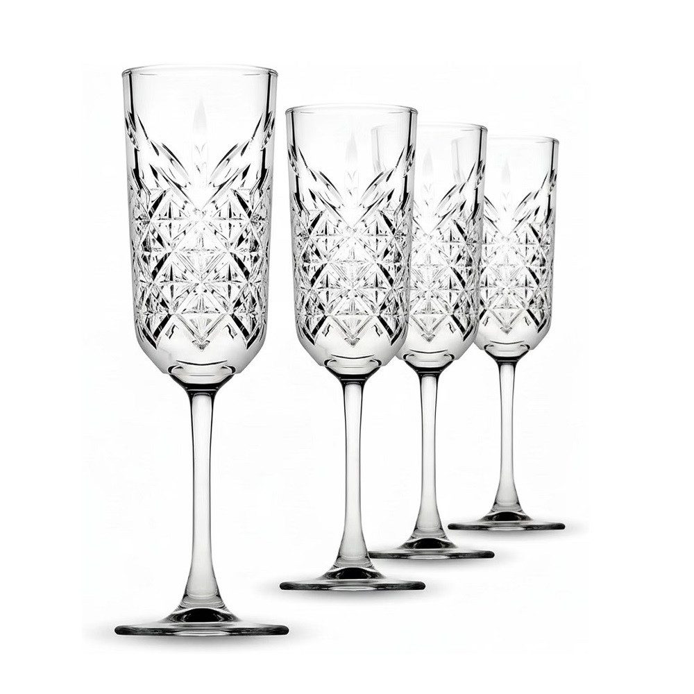 Der Porzellan-Laden Sektglas Der-Porzellan-Laden by Pasabahce Timeless Sektkelch 175 ml 4er Set, Kristallglas
