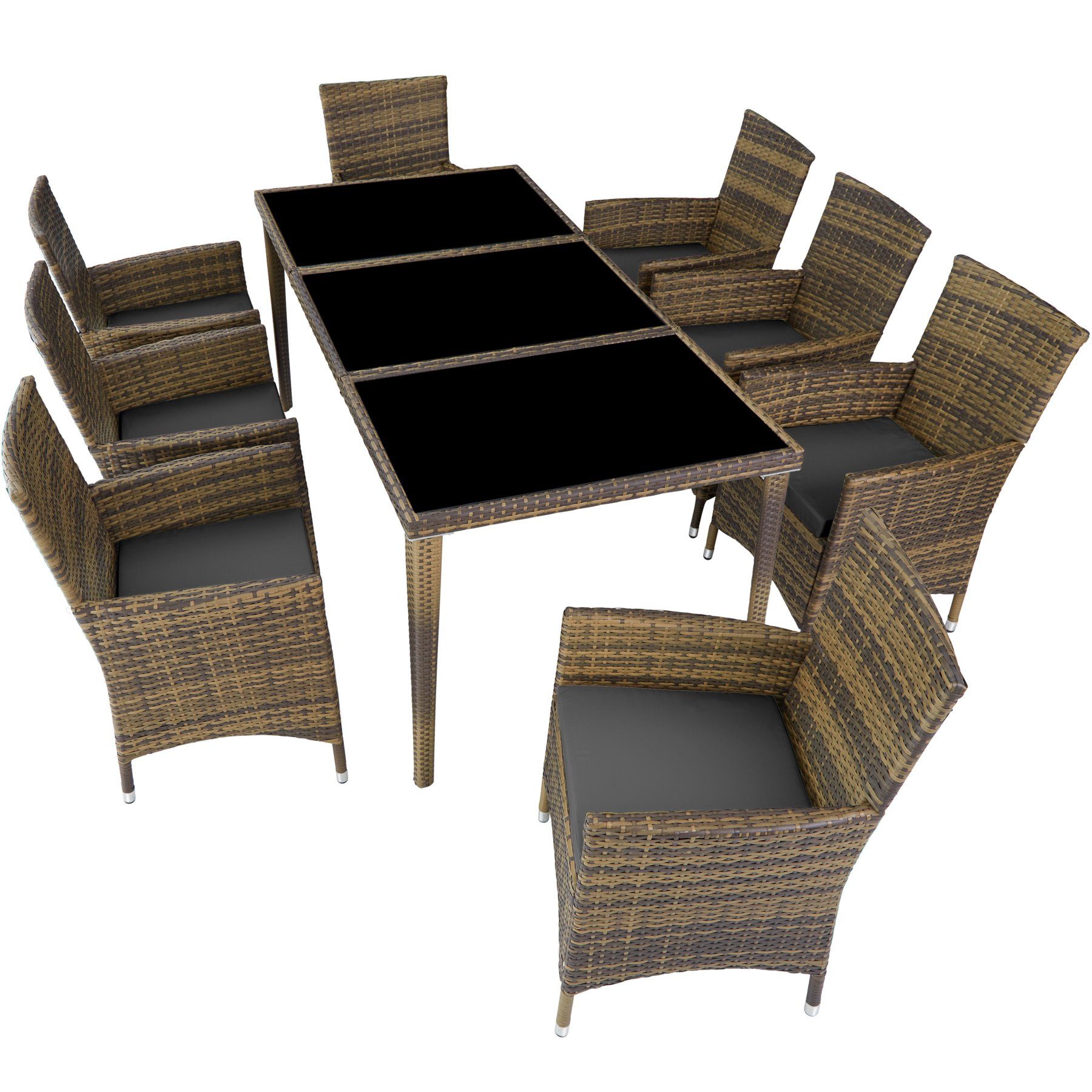 Sitzgruppe Monaco, (Set, tectake natur 9-tlg)