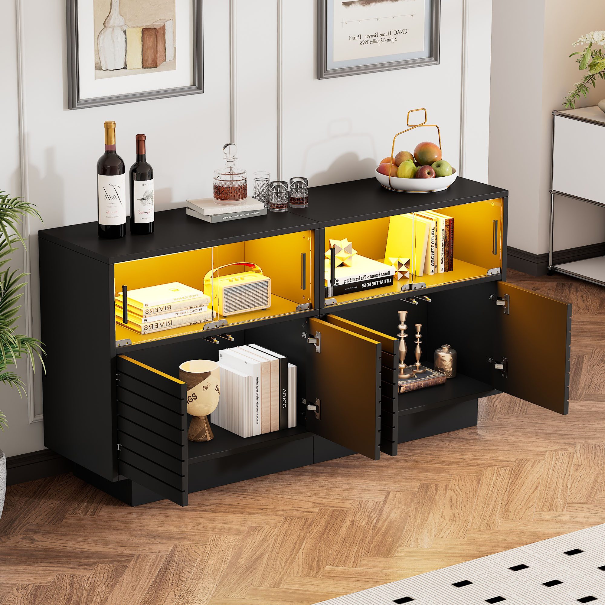 OKWISH Sideboard mit LED-Licht (Fernsehschrank, Wohnzimmermöbel, 1 St., mit günstig online kaufen