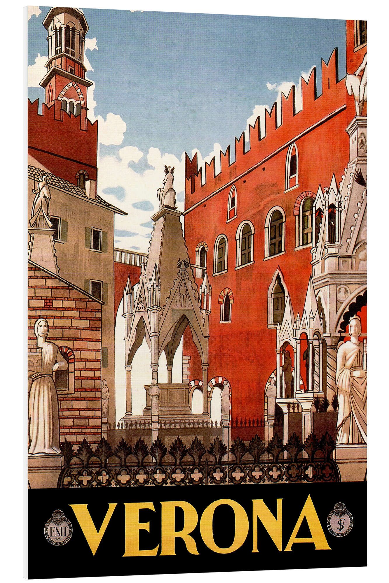 Posterlounge Wandbild Italien - Verona, Vintage Travel Collection, erhältlich als Poster, Leinwandbild, Wandsticker oder Acrylglasbild