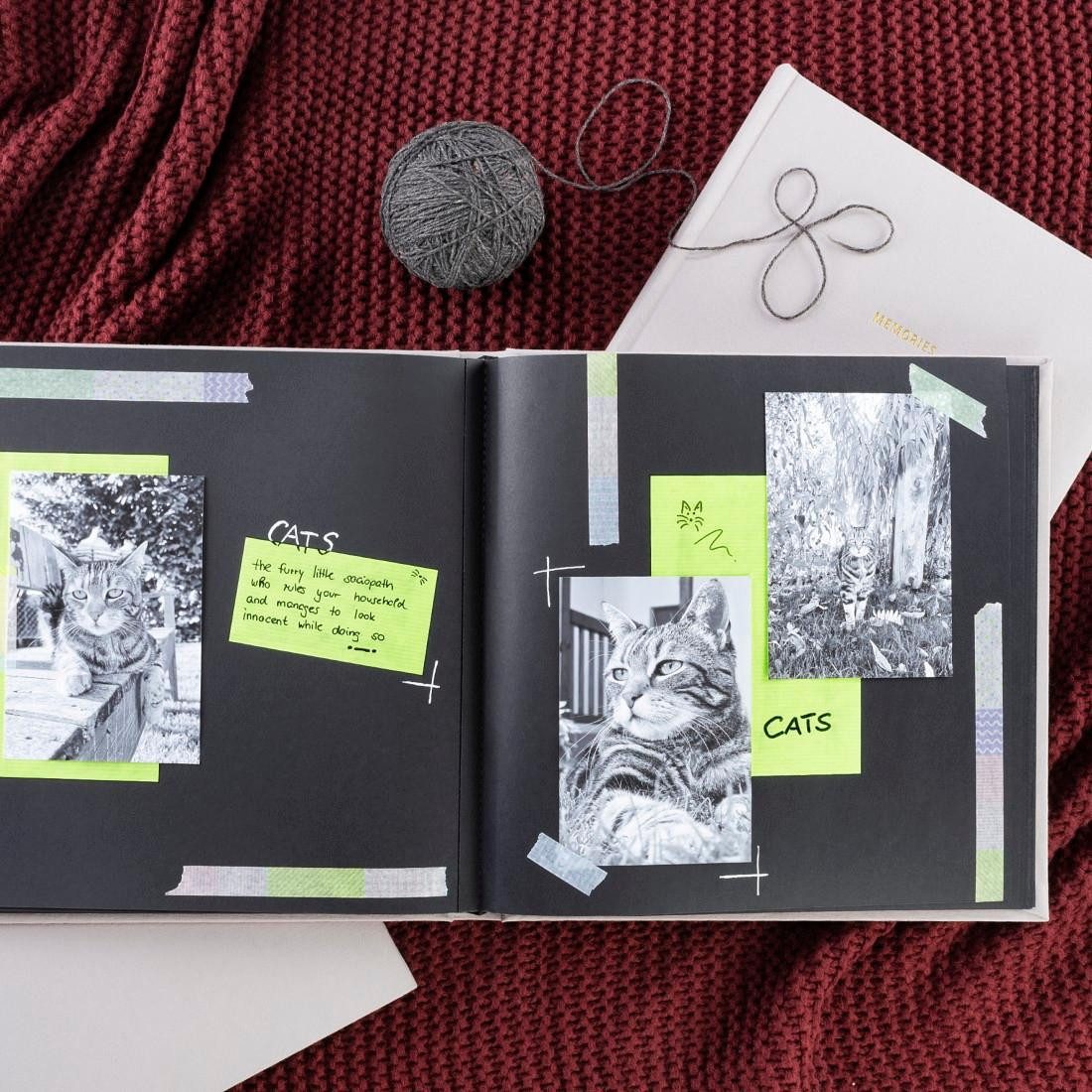 Hama Fotoalbum Fotoalbum zum selber Einkleben, zum Selbstgestalten, 30x30 cm, Grau, Mit 50 schwarzen Seiten, Kleben, Memories, Goldprägung, universell