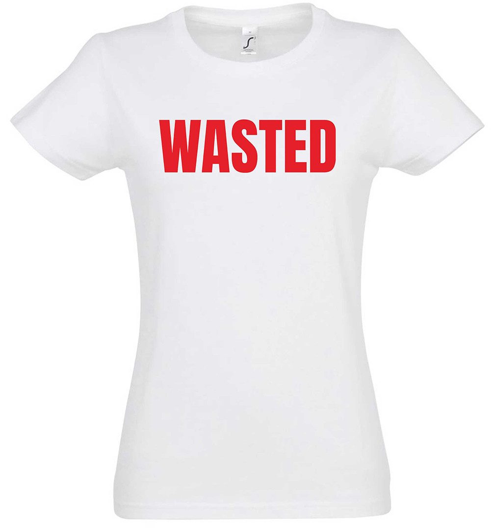 Print-Shirt Wasted Damen T-Shirt Fasching Alcohol Beer Alkohol Bier Betrunken