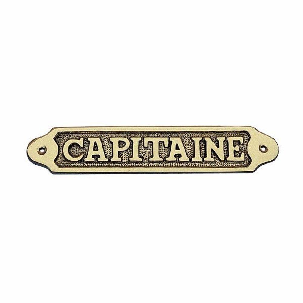 Linoows Dekoobjekt Türschild "Capitaine", Kabinen, Kajüten Schild, maritimes Schild "Capitaine" aus massivem Messing