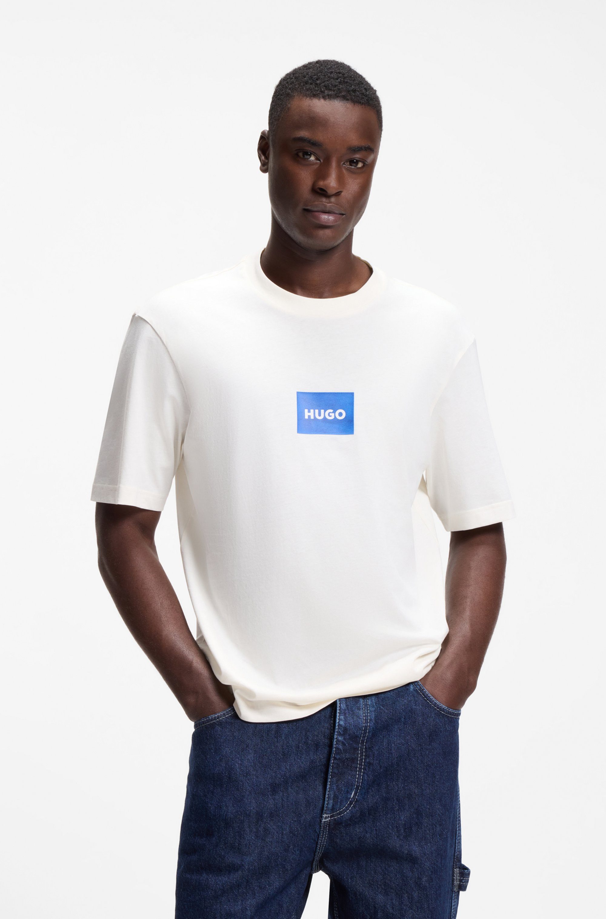 HUGO Blue T-Shirt Regular Fit, Kurzarm, Hugo-Print