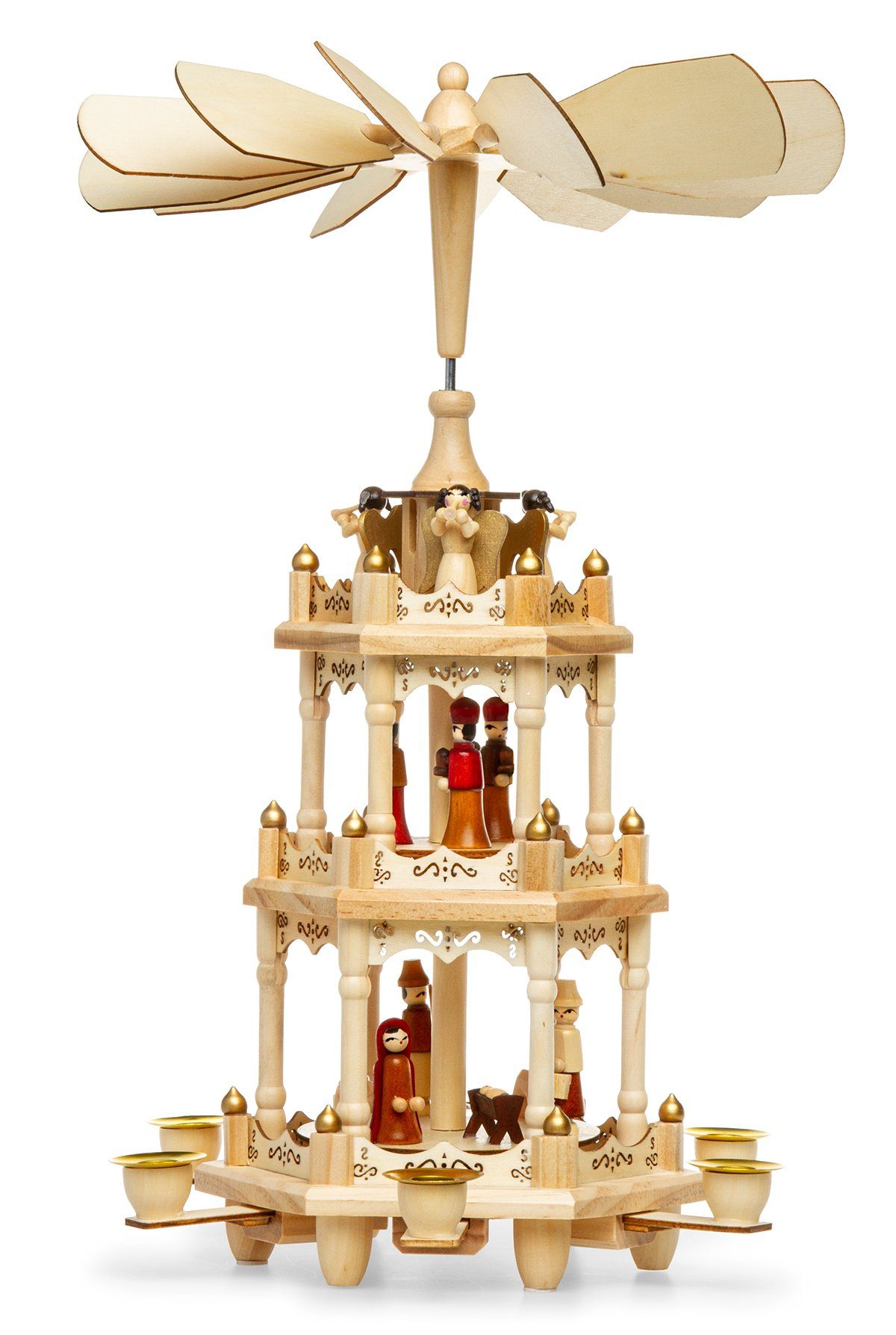 SIKORA Weihnachtspyramide aus Holz mit 3 Etagen Pyramide Weihnachten Deko H:45cm - P3
