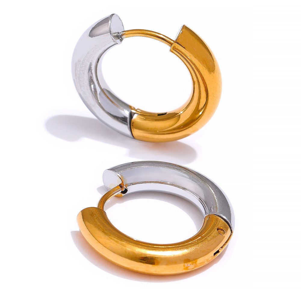 Paar Creolen Bicolor - zweifarbige Ohrringe - Basic Statement Hoops