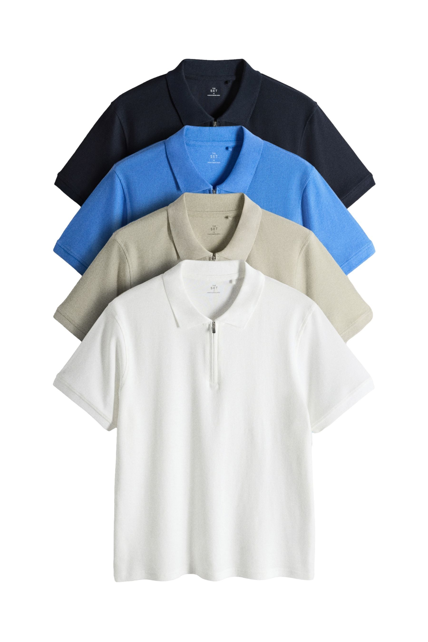 Poloshirt The Set Poloshirts mit Reißverschluss, 4er-Pack