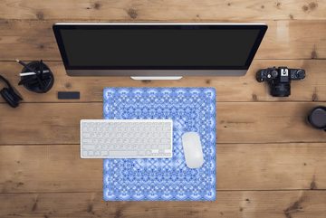MuchoWow Gaming Mauspad Persischer Teppich - Muster - Blau (1-St), Mousepad mit Rutschfester Unterseite, Gaming, 40x40 cm, XXL, Großes