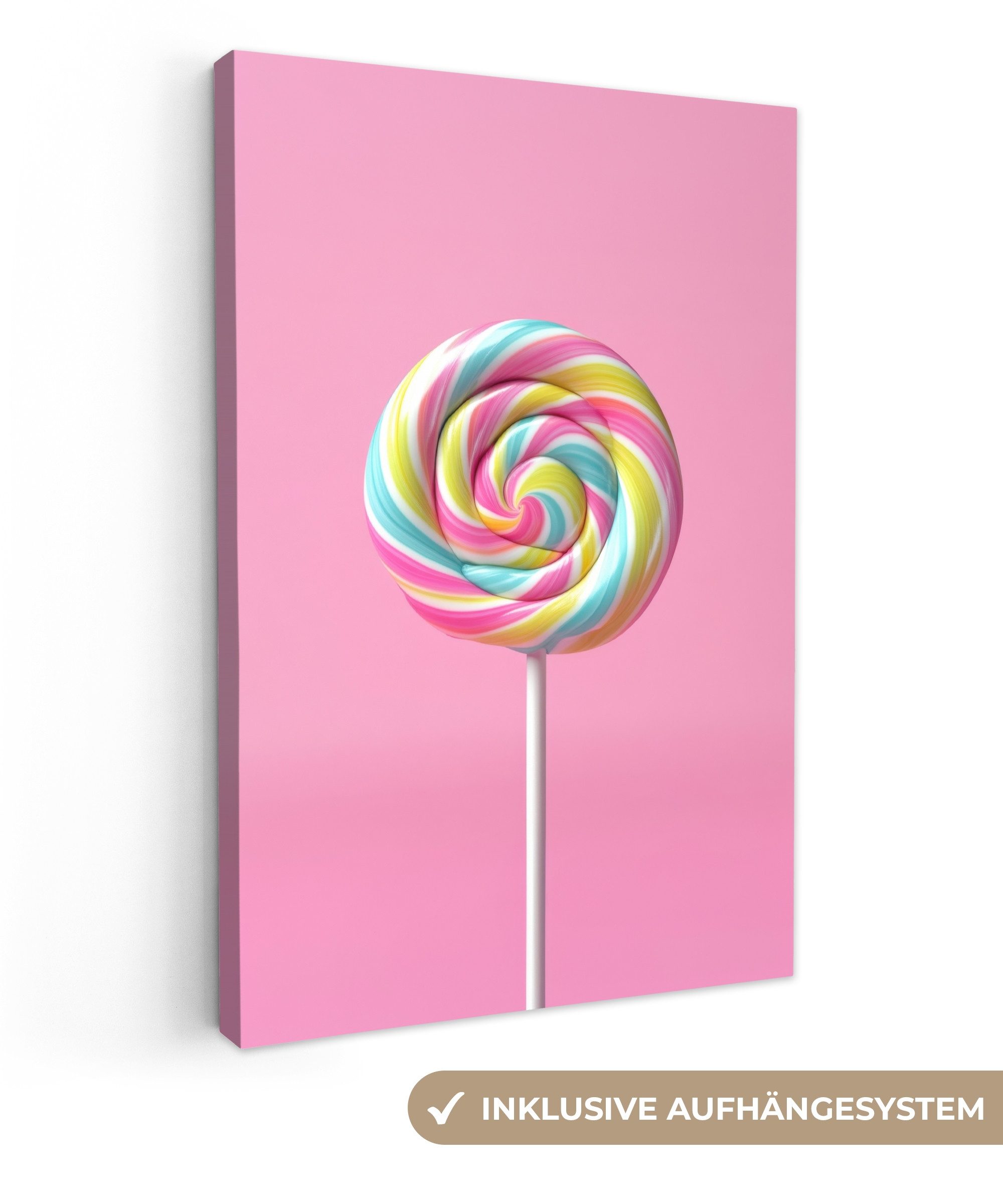 OneMillionCanvasses® Leinwandbild Lollipop - Rosa - Süßigkeit - Süß, Fotodr günstig online kaufen
