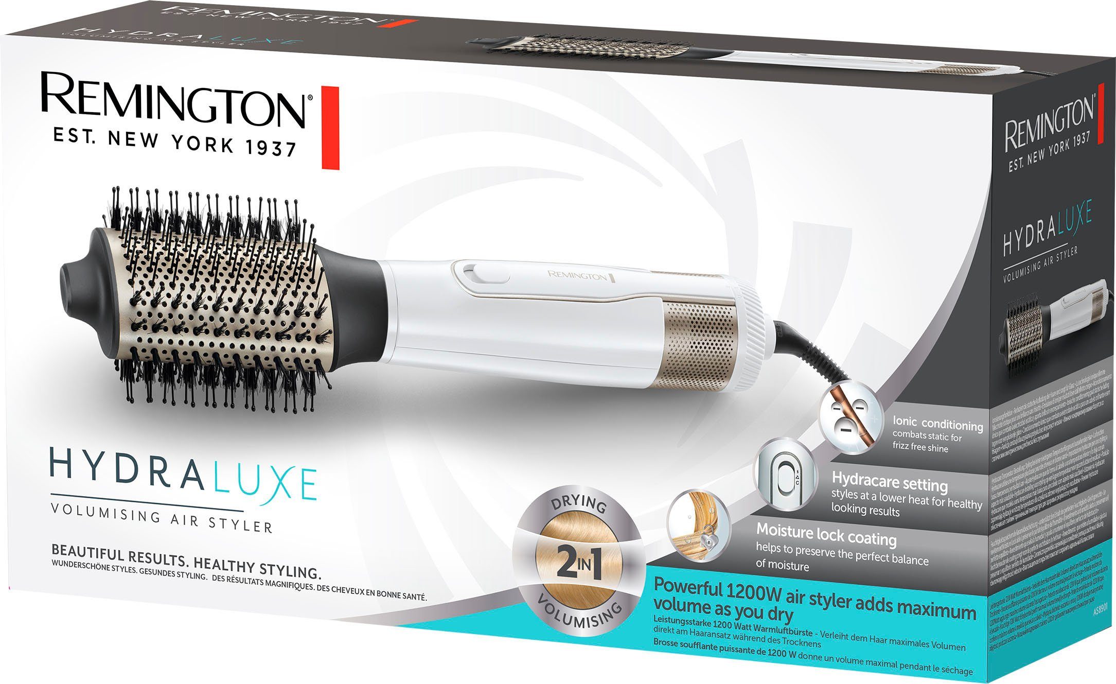 Remington Warmluftbürste HYDRAluxe, ovale Warmluftbürste AS8901, 1.200 Watt Airstyler / Rundbürste / Volumenbürste), für Volumen