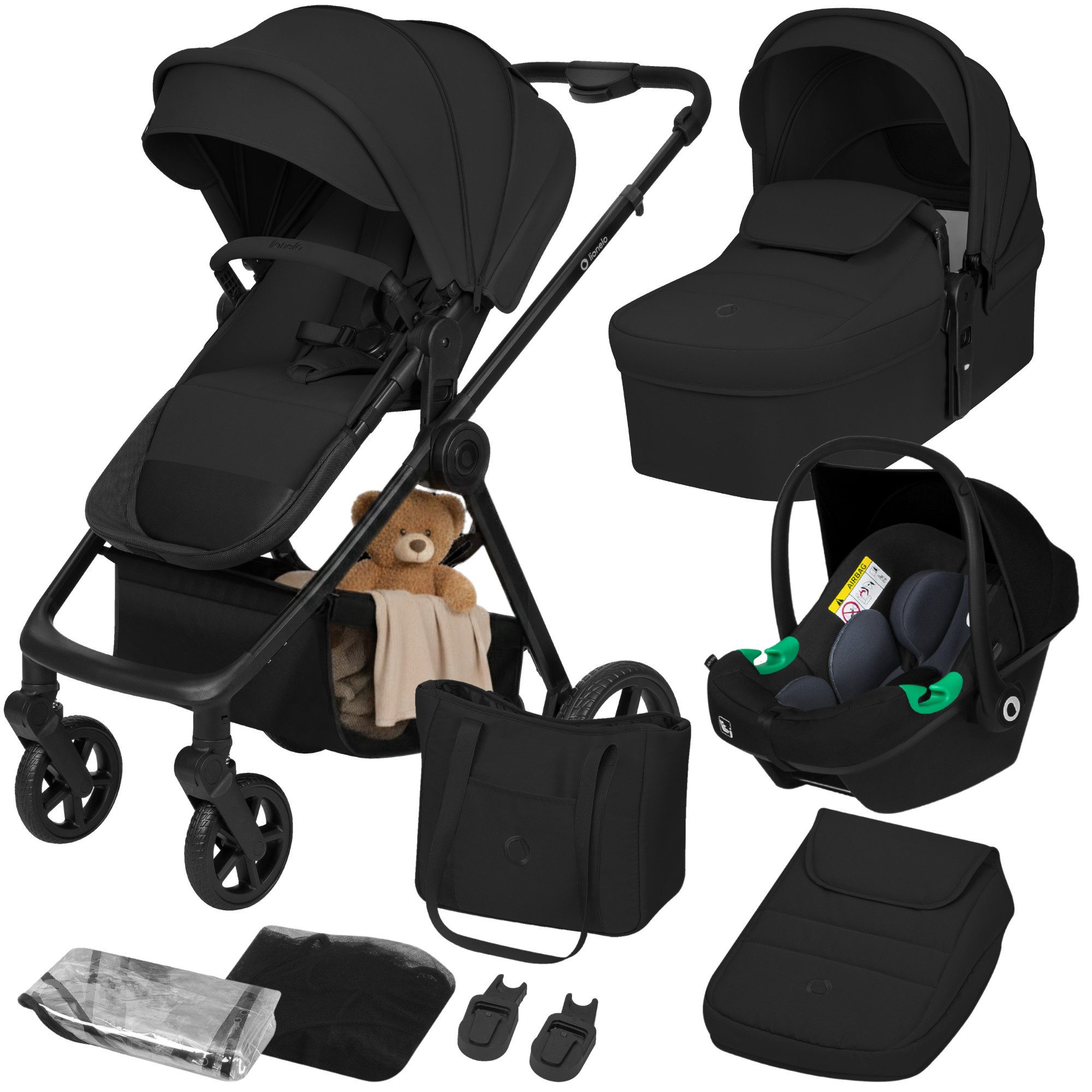 lionelo Kombi-Kinderwagen GREET, (Set), 3in1Set/Ganzjahreswanne/UPF50/EVA-Räder/Komfortable Federung
