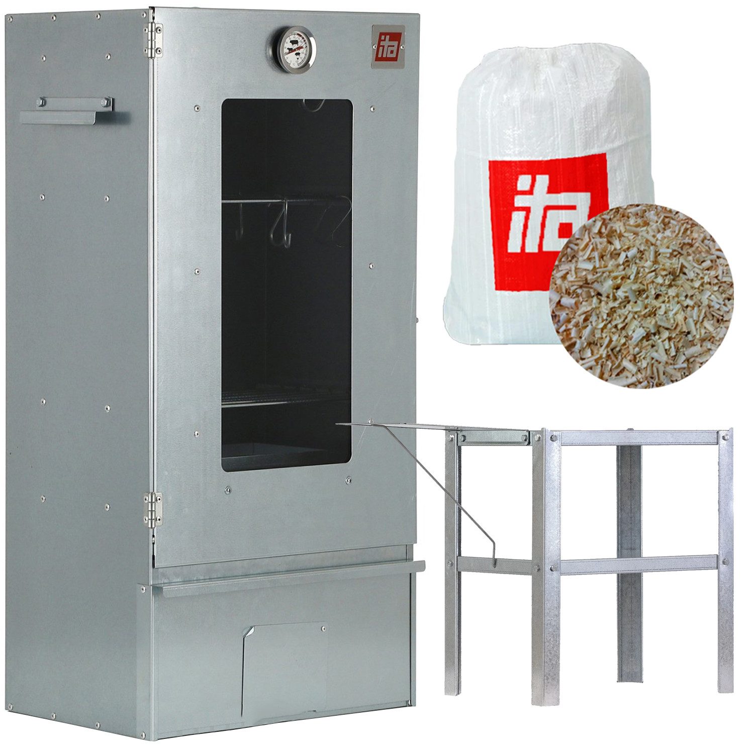 ITA Räucherofen Räucherofen 7000 - Premium Räucherschrank mit 3 Etagen, 1-St., Smoker mit passendem Räuchertisch mit erweiterbarer Ablage