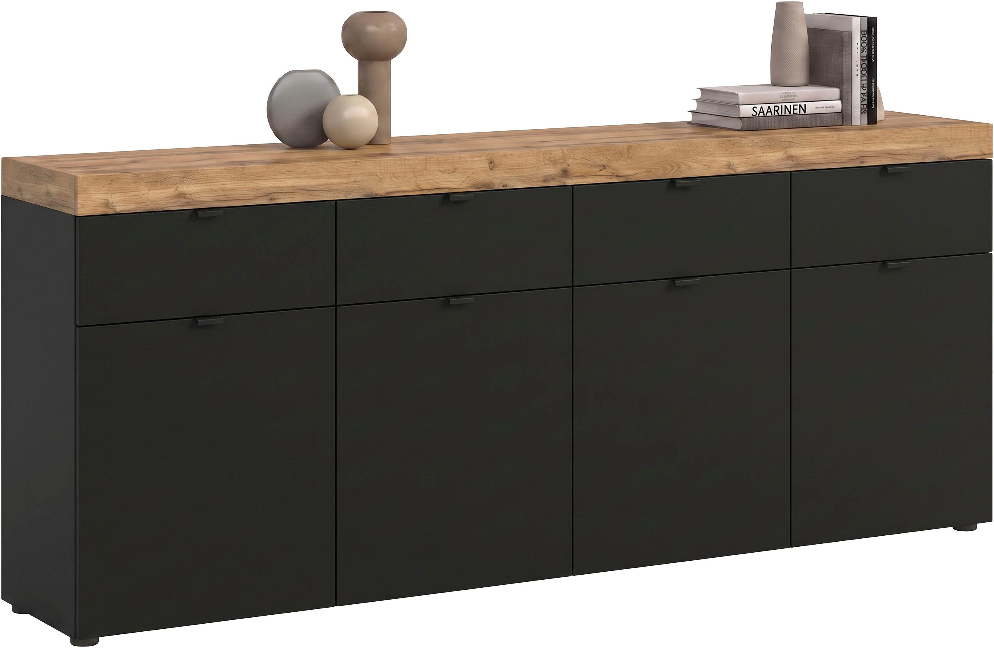 OTTO home Sideboard MAMBO II, Breite 200cm, 4 Türen, 4 Schubkästen, 8 Fächer (1 St., 2-farbige Ausführung, in verschiedenen modernen Trendfarben erhältlich), Kommode, Anrichte, Wohnzimmer, Schlafzimmer