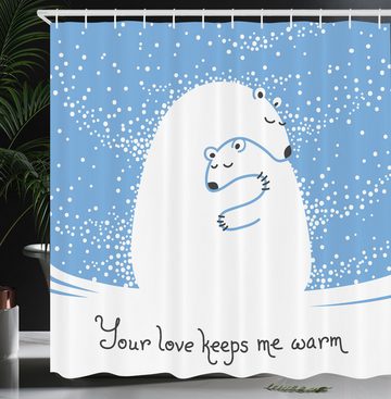 Abakuhaus Duschvorhang Moderner Digitaldruck mit 12 Haken auf Stoff Wasser Resistent Breite 175 cm, Höhe 180 cm, Winter Eisbär-Mutter-Baby