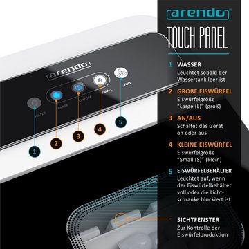 Arendo Eiswürfelmaschine, 105 W, 1,4 Liter Eiswürfelbereiter, 9 Eiswürfel in 9 Minuten
