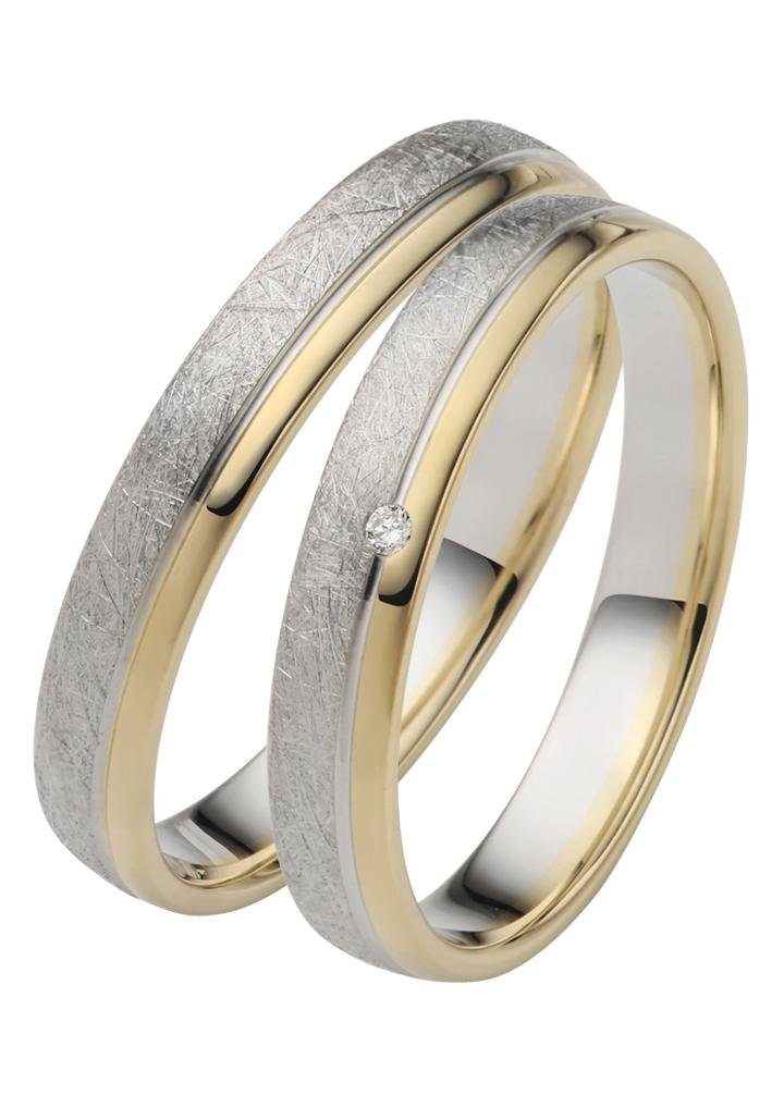 Firetti Trauring Schmuck Geschenk Gold 750 Hochzeit Ehering "LIEBE", Made in Germany, wahlweise mit oder ohne Brillant