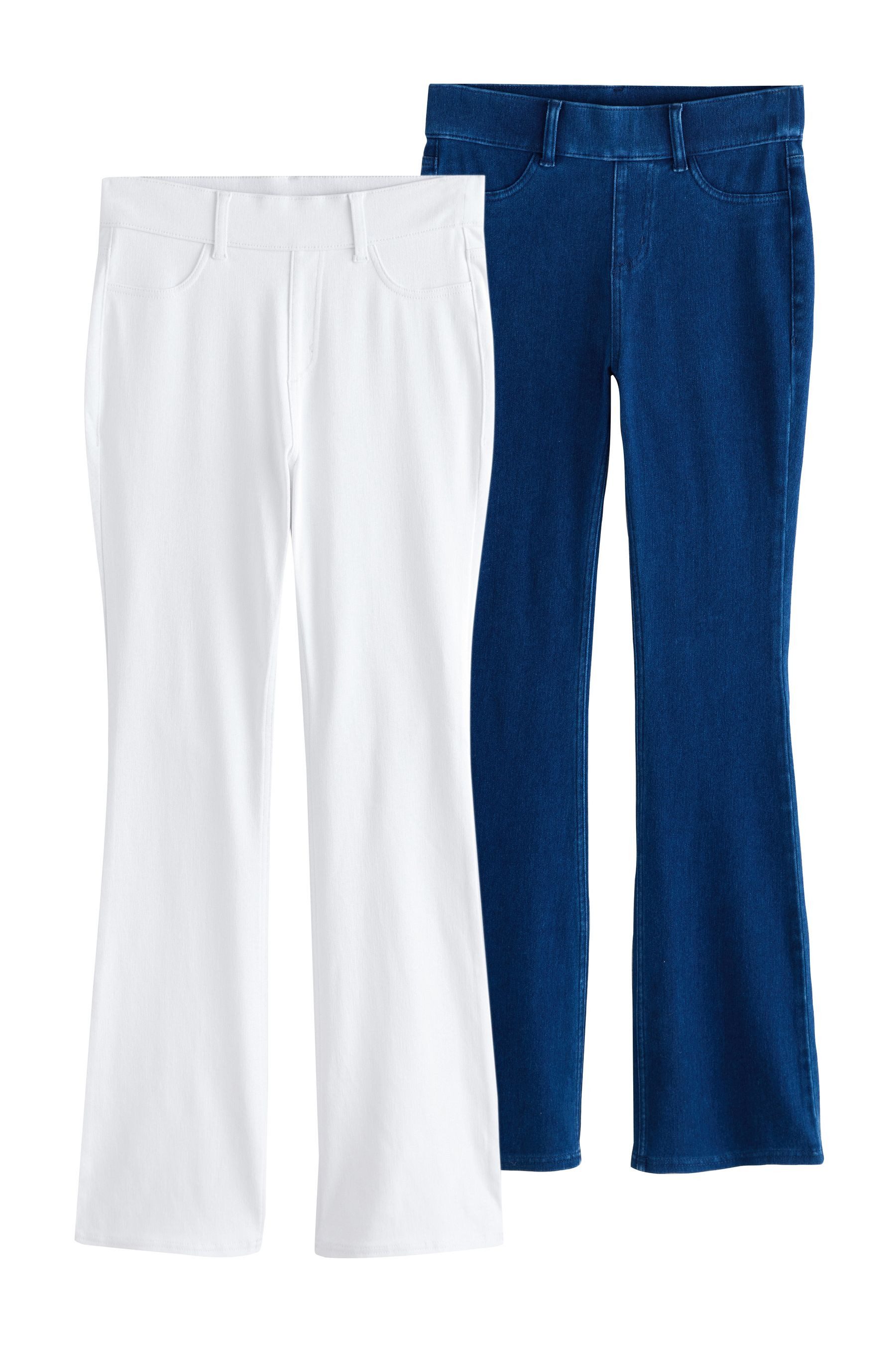 Jeansleggings Lange Bootcut-Leggings aus Jersey-Denim, 2er-Pack