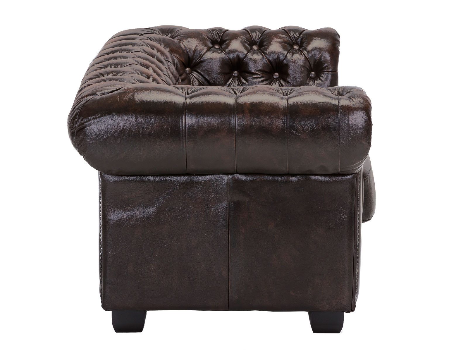 massivum Chesterfield-Sofa Chesterfield 2-Sitzer Echtleder braun
