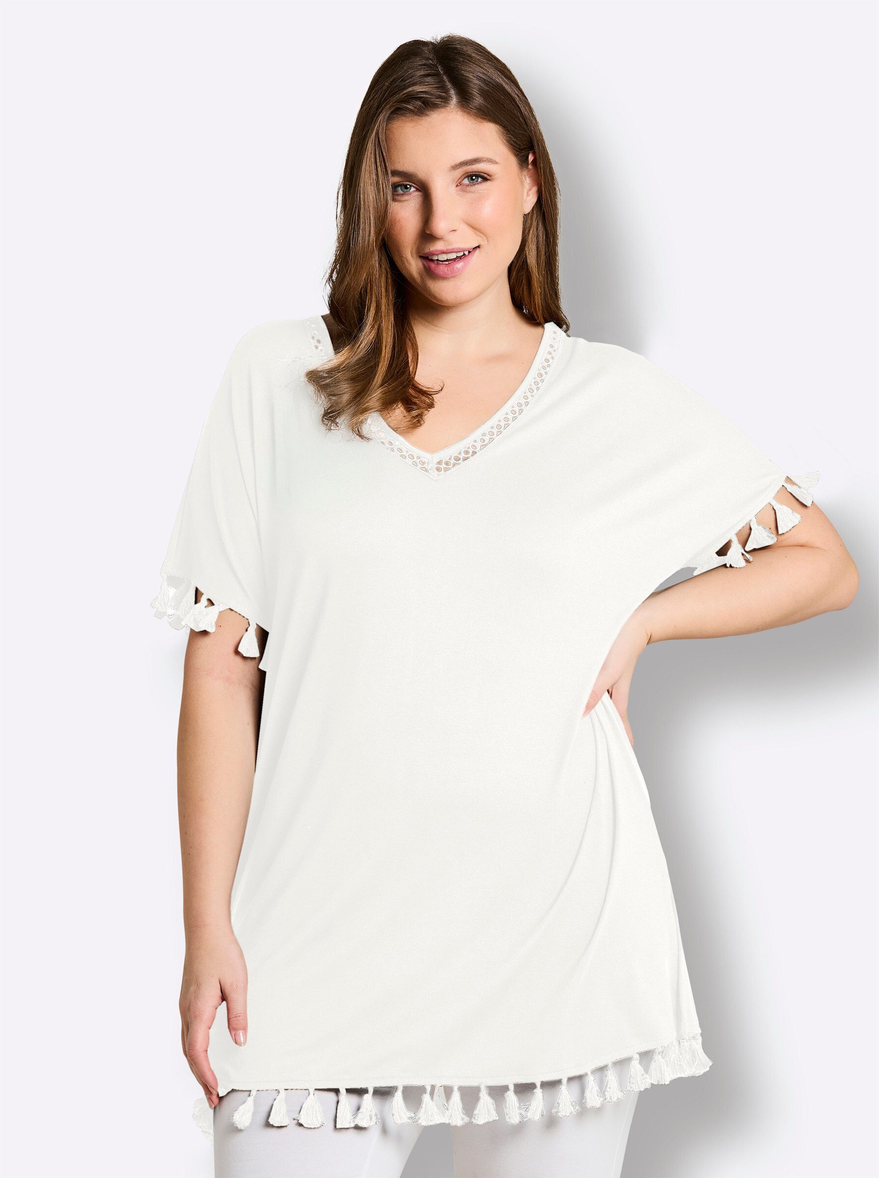 Sheego Strandkleid Longshirt Kurzarm