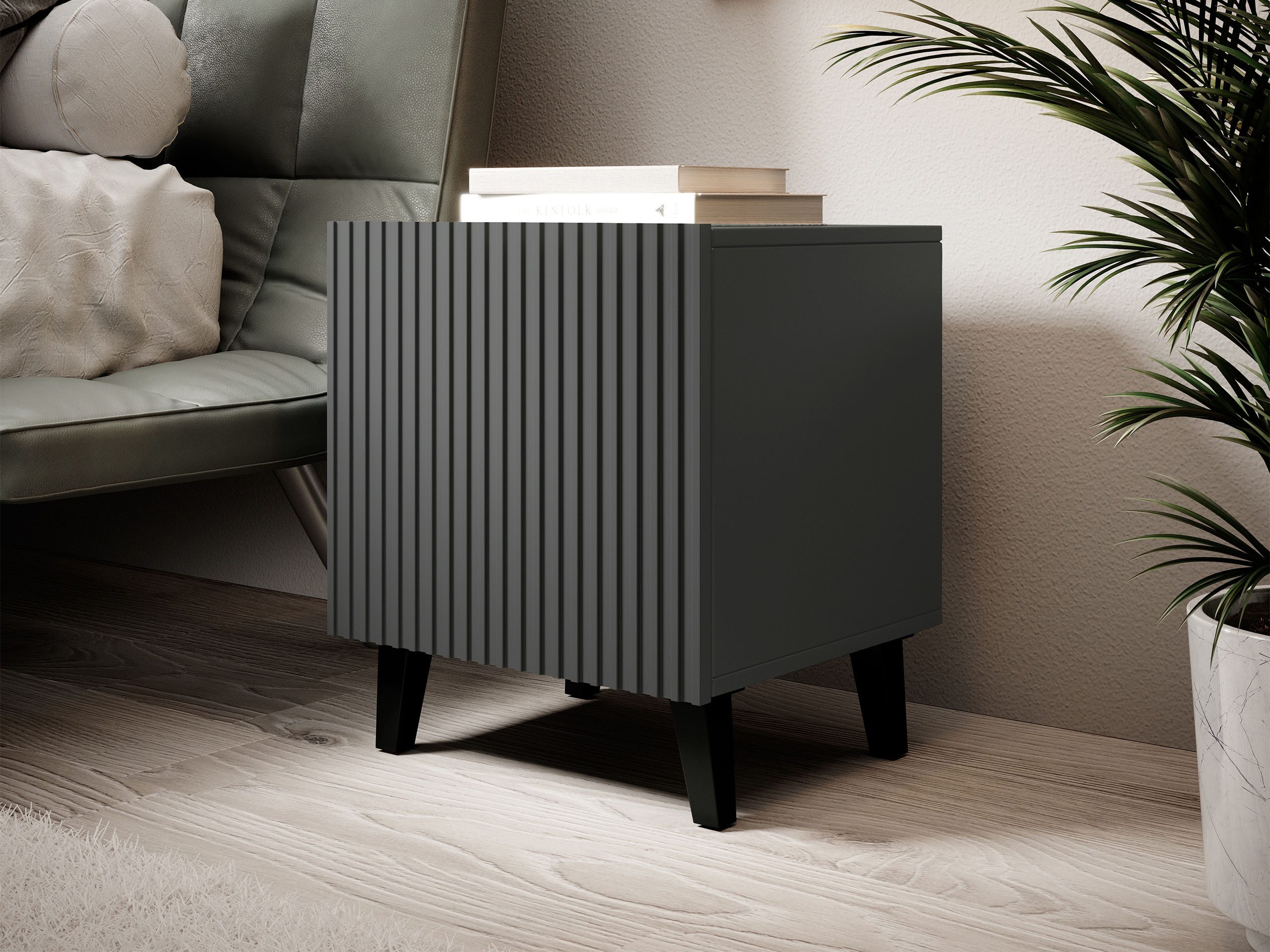 MIRJAN24 Nachttisch Vamos Grey (2er-Set, mit Tür), Fronten gefräst günstig online kaufen