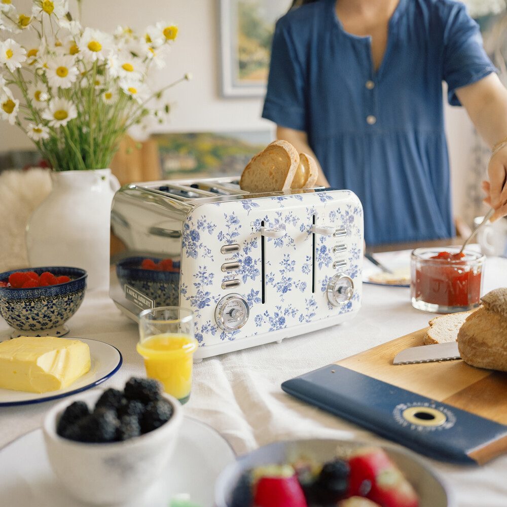 VQ Toaster Laura Ashley 4 Scheiben-Toaster, 7 Stufen – Elveden White Design VQ, 1850 W