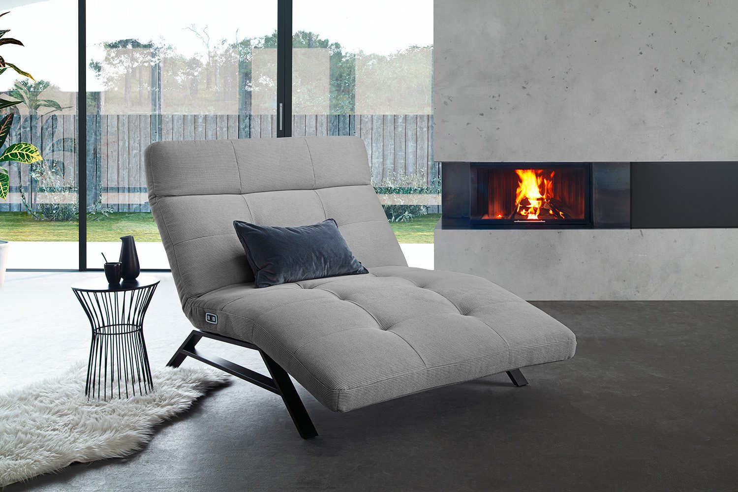 KAWOLA Relaxliege AMERIVA, motorisch Feincord verschiedene Farben 120x158 cm