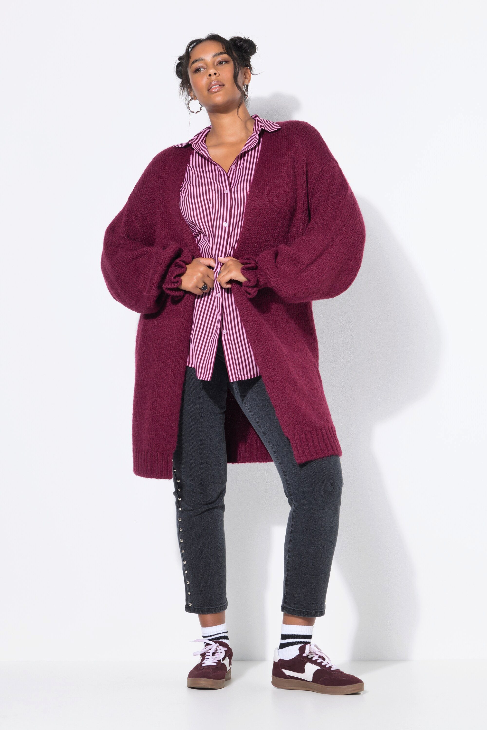 Studio Untold Strickjacke Long-Strickjacke oversized Ärmel-Raffung günstig online kaufen