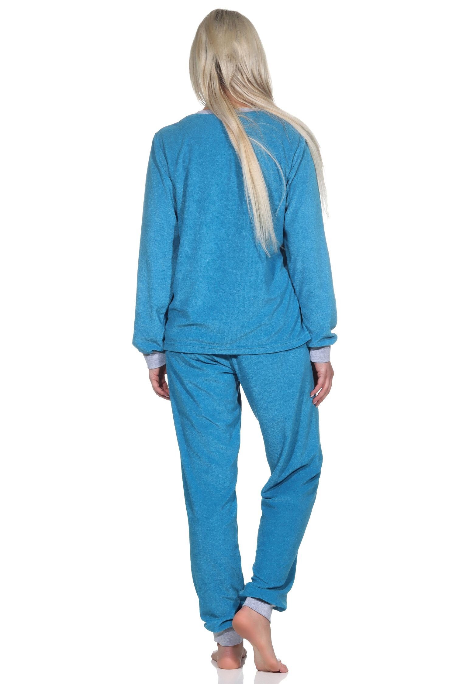 - Frottee Pyjama Damen Loungewear Normann in Übergröße auch türkis Schlafanzug Normann