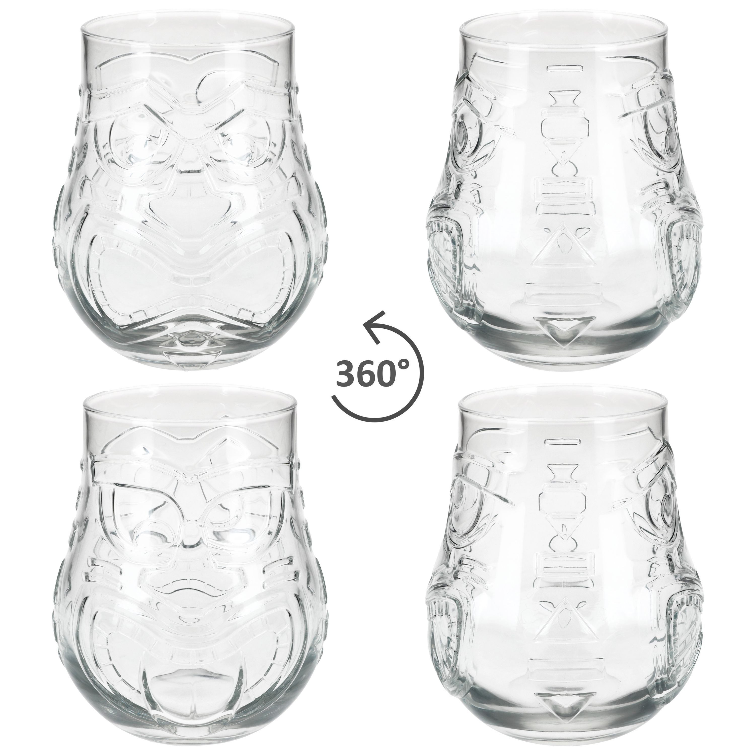 MamboCat Cocktailglas 6er Set Tiki Cocktailgläser Trinkgläser mit Tiki Dekor Longdrinkglas, Glas – Bild 4 von 5