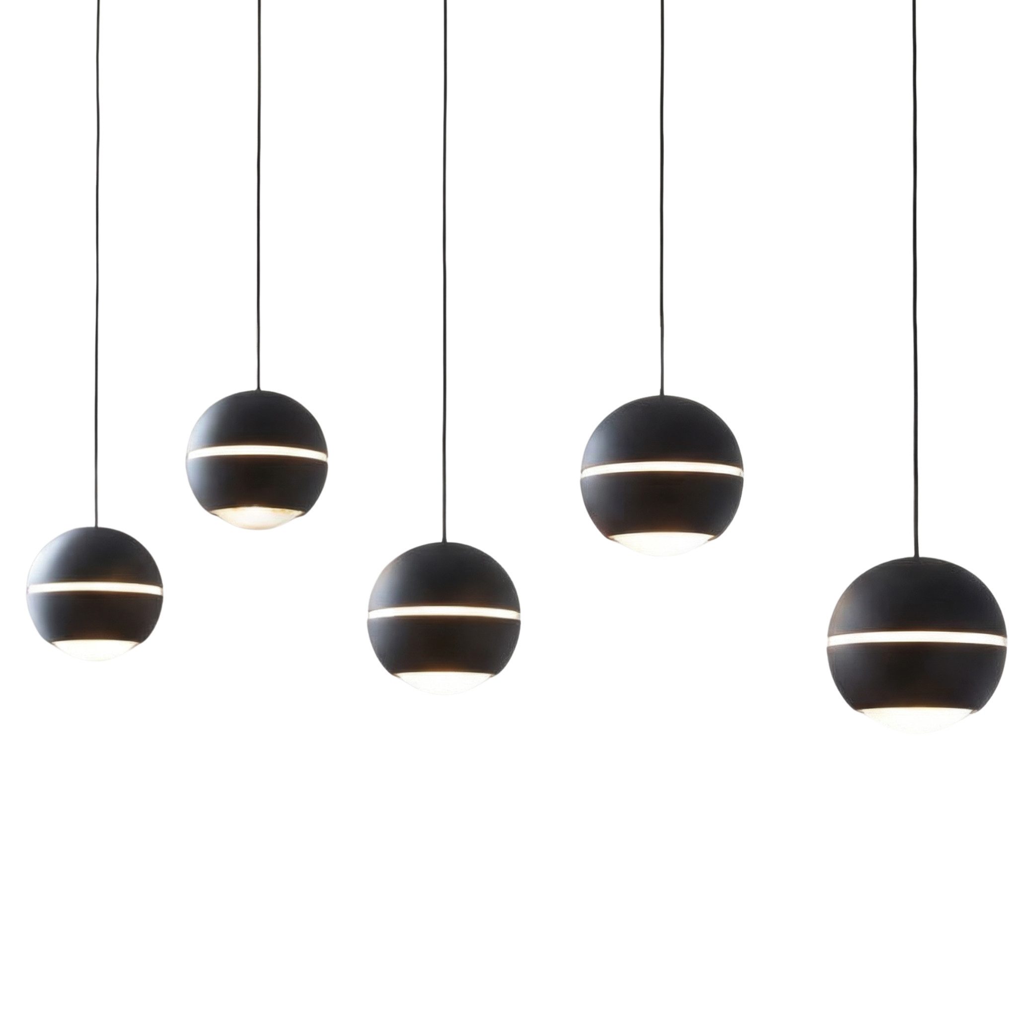 CASA DOMA LED Pendelleuchte Tavira 5-flammig, Esstischlampe, Schwarz geschliffen, dimmbar, LED fest integriert, Warmweiß, Soft-Lift-Höhenverstellung, 3-Stufen-Dimmer via Wandschalter